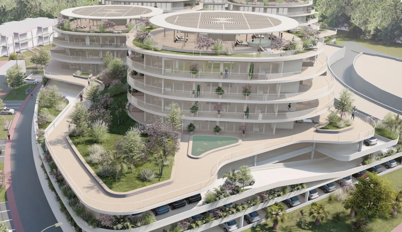 Vue aérienne du projet parking Agde